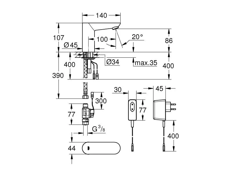 GROHE Elektronische Armatur Euroeco ohne Mischung 2 GROHE Elektronische Armatur Euroeco ohne Mischung – Bild 2