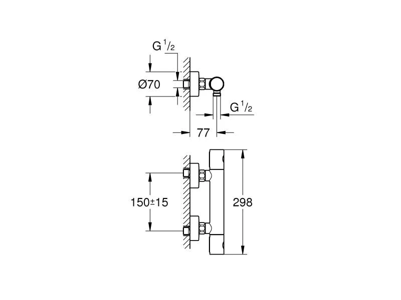 GROHE Duscharmatur Grotherm 800 Cosmopolitan mit S-Anschlüsse 2 GROHE Duscharmatur Grotherm 800 Cosmopolitan mit S-Anschlüsse – Bild 2