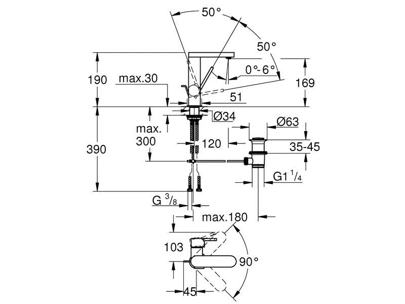 Lavaboarmatur GROHE Plus, 1/2" 2 Lavaboarmatur GROHE Plus, 1/2" – Bild 2