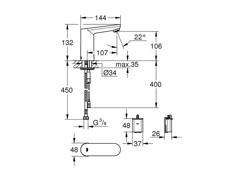 GROHE Elektronische Armatur Eurosmart CE 6V 2 GROHE Elektronische Armatur Eurosmart CE 6V – Bild 2