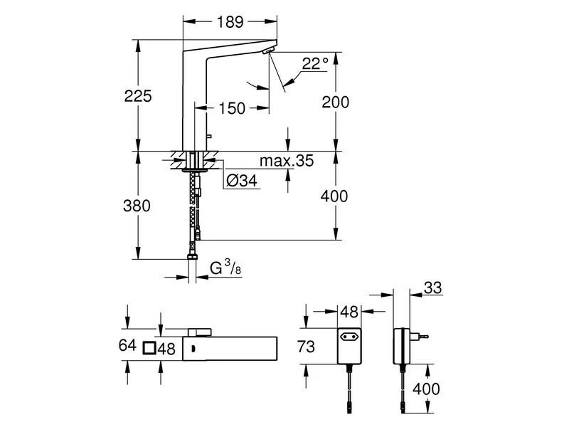GROHE Elektronische Armatur Eurocube E 2 GROHE Elektronische Armatur Eurocube E – Bild 2