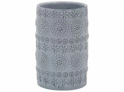 Spirella Zahnputzbecher Relief Grau, Porzellan