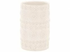 Spirella Zahnputzbecher Relief Weiss, Porzellan