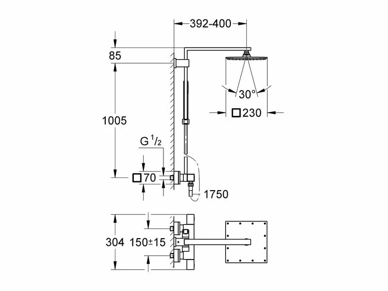 GROHE Duschsystem Euphoria Cube 230 XXL 2 GROHE Duschsystem Euphoria Cube 230 XXL – Bild 2