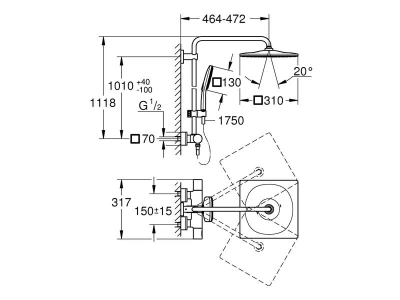GROHE Duschsystem Rainshower SmartActive 310 Cube EcoJoy 4 GROHE Duschsystem Rainshower SmartActive 310 Cube EcoJoy – Bild 4