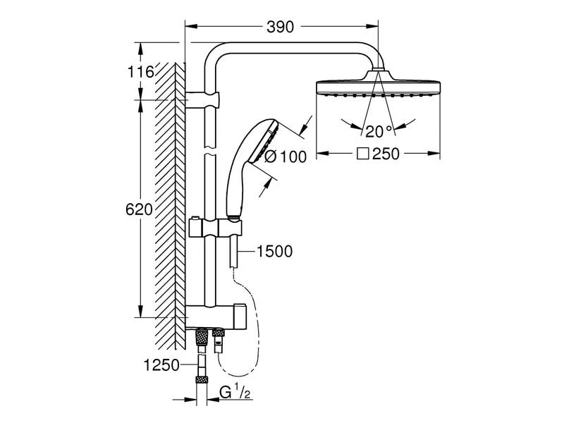 GROHE Duschsystem Vitalio Start System 250 Cube Flex 7 GROHE Duschsystem Vitalio Start System 250 Cube Flex – Bild 7