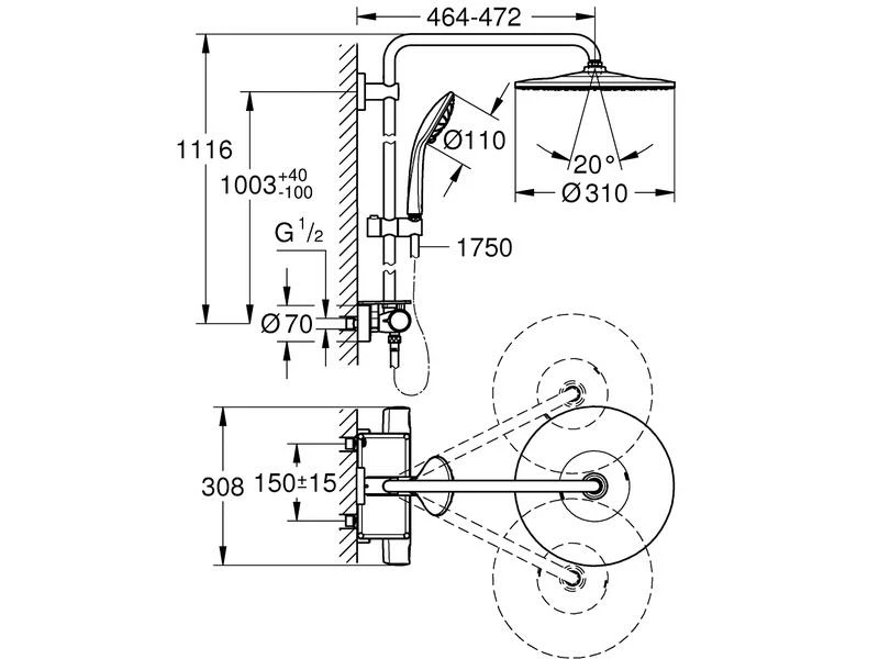 GROHE Duschsystem Vitalio EcoJoy 310 mit EasyReach Ablage 6 GROHE Duschsystem Vitalio EcoJoy 310 mit EasyReach Ablage – Bild 6