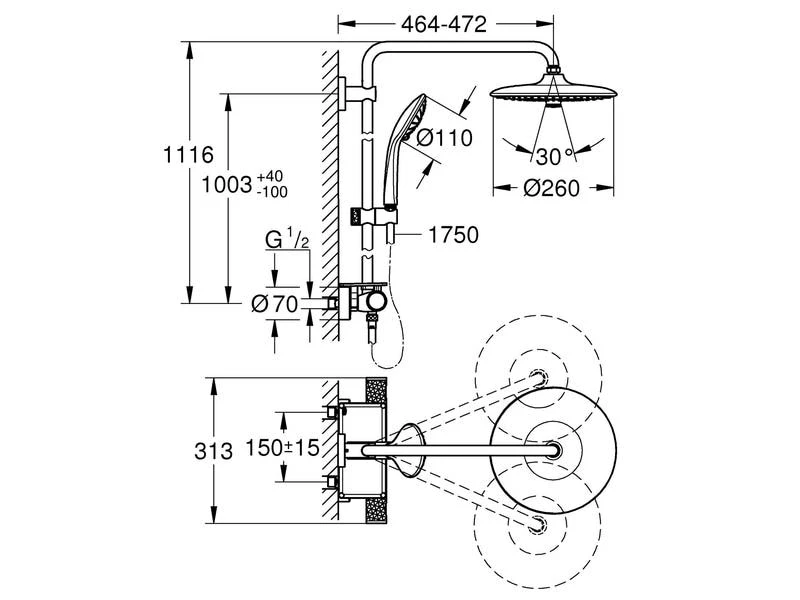 GROHE Duschsystem Vitalio EcoJoy 260 8 GROHE Duschsystem Vitalio EcoJoy 260 – Bild 8