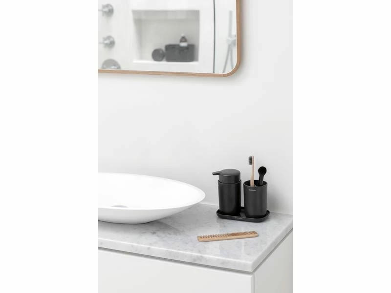 Brabantia Seifenspender-Set mit Zahnputzbecher und Schale Schwarz 7 Brabantia Seifenspender-Set mit Zahnputzbecher und Schale Schwarz – Bild 7