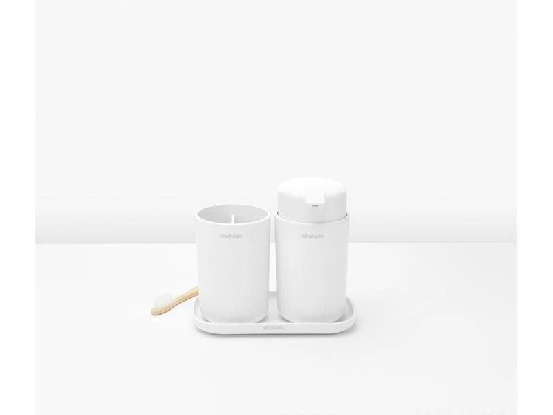 Brabantia Seifenspender-Set mit Zahnputzbecher und Schale Weiss 5 Brabantia Seifenspender-Set mit Zahnputzbecher und Schale Weiss – Bild 5
