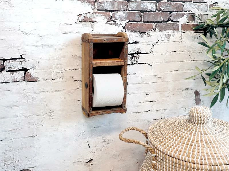 Chic Antique Toilettenpapierhalterung in Backsteinform Braun 2 Chic Antique Toilettenpapierhalterung in Backsteinform Braun – Bild 2