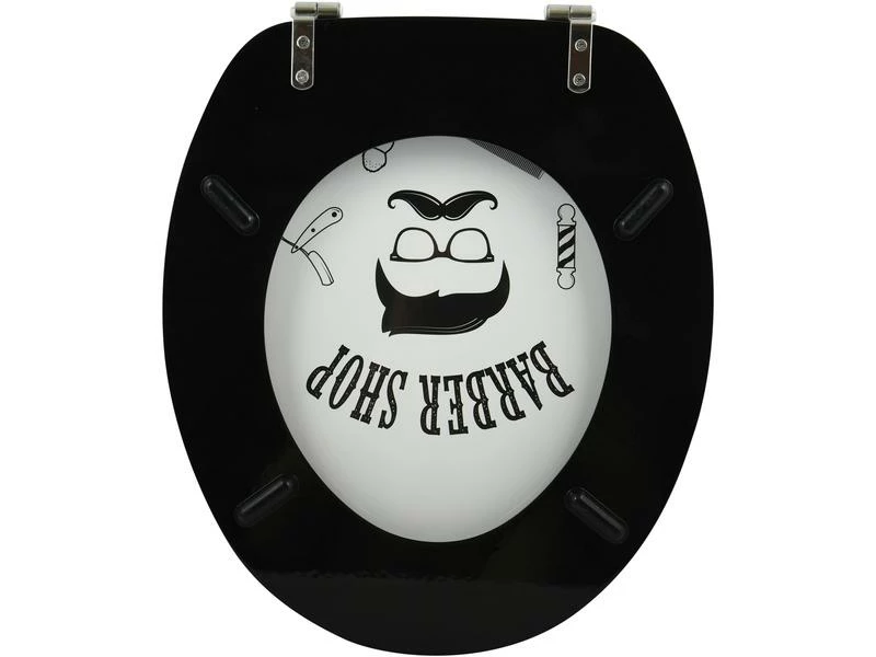 MSV Toilettensitz Barber Shop Schwarz/Beige 3 MSV Toilettensitz Barber Shop Schwarz/Beige – Bild 3