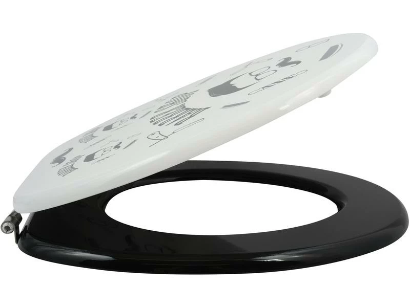 MSV Toilettensitz Barber Shop Schwarz/Beige 4 MSV Toilettensitz Barber Shop Schwarz/Beige – Bild 4