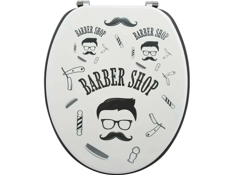 MSV Toilettensitz Barber Shop Schwarz/Beige 1 MSV Toilettensitz Barber Shop Schwarz/Beige