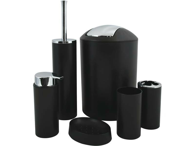 MSV Badezimmer-Set Hannah 6-teilig, Schwarz 1 MSV Badezimmer-Set Hannah 6-teilig, Schwarz