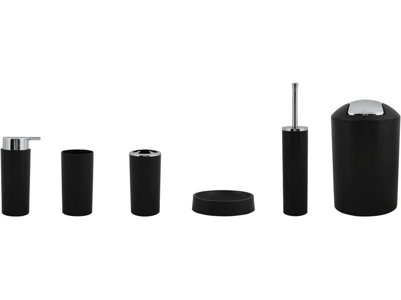 MSV Badezimmer-Set Hannah 6-teilig, Schwarz 2 MSV Badezimmer-Set Hannah 6-teilig, Schwarz – Bild 2
