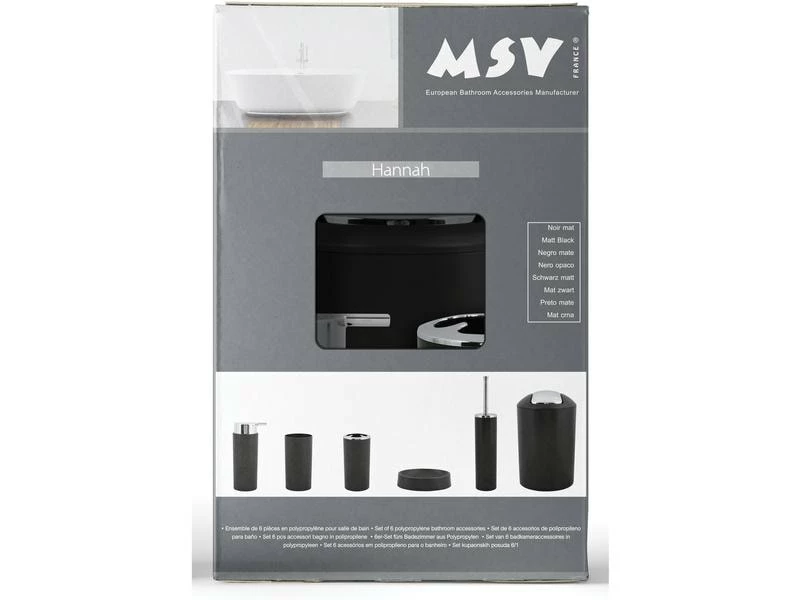 MSV Badezimmer-Set Hannah 6-teilig, Schwarz 11 MSV Badezimmer-Set Hannah 6-teilig, Schwarz – Bild 11
