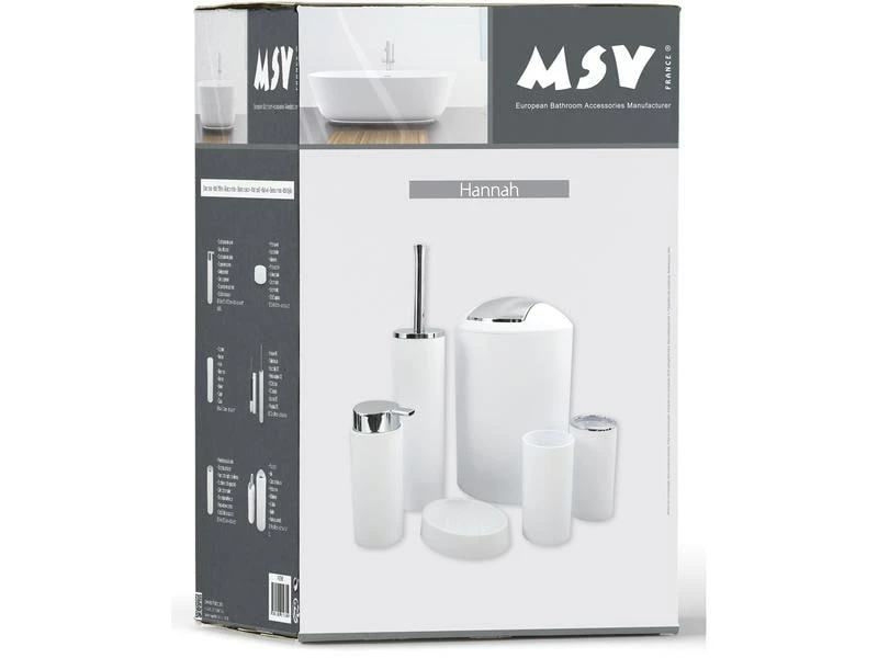 MSV Badezimmer-Set Hannah 6-teilig, Weiss 11 MSV Badezimmer-Set Hannah 6-teilig, Weiss – Bild 11