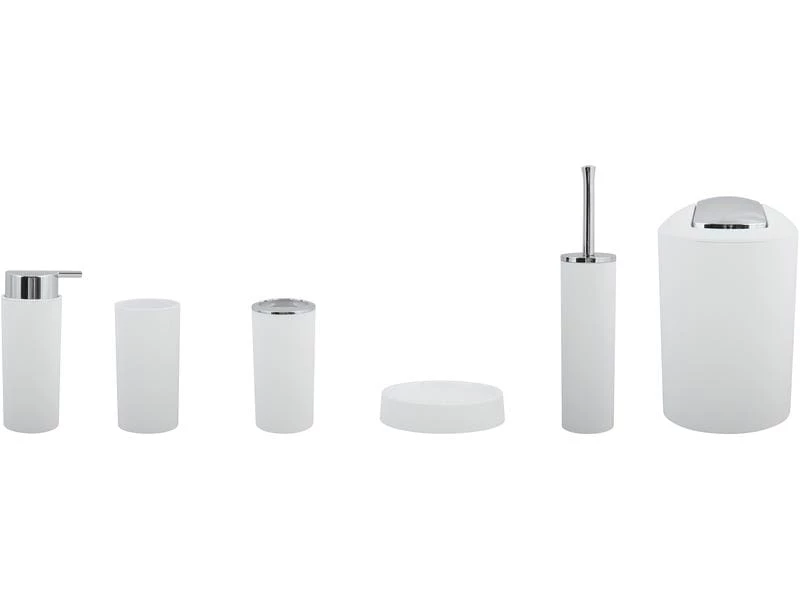 MSV Badezimmer-Set Hannah 6-teilig, Weiss 2 MSV Badezimmer-Set Hannah 6-teilig, Weiss – Bild 2