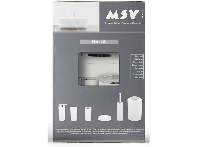 MSV Badezimmer-Set Hannah 6-teilig, Weiss 12 MSV Badezimmer-Set Hannah 6-teilig, Weiss – Bild 12