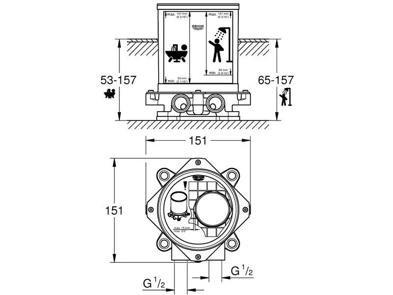 GROHE Montagezubehör 1/2" Rohbauset DN 15 5 GROHE Montagezubehör 1/2" Rohbauset DN 15 – Bild 5