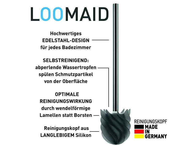 Toilettenbürste LOOMAID aus Silikon, Grau, schmutzabweisend 2 Toilettenbürste LOOMAID aus Silikon, Grau, schmutzabweisend – Bild 2