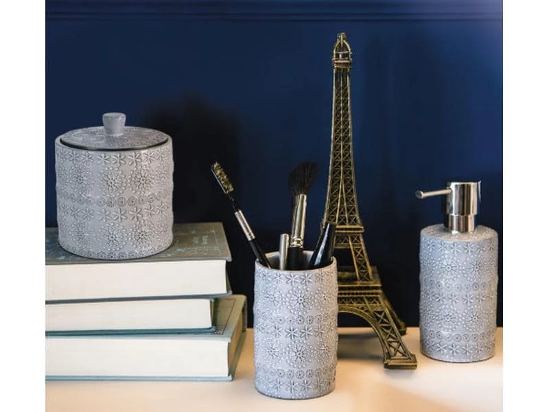 Spirella Aufbewahrungsdose Relief Grau, Porzellan 2 Spirella Aufbewahrungsdose Relief Grau, Porzellan – Bild 2