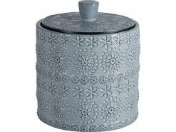 Spirella Aufbewahrungsdose Relief Grau, Porzellan