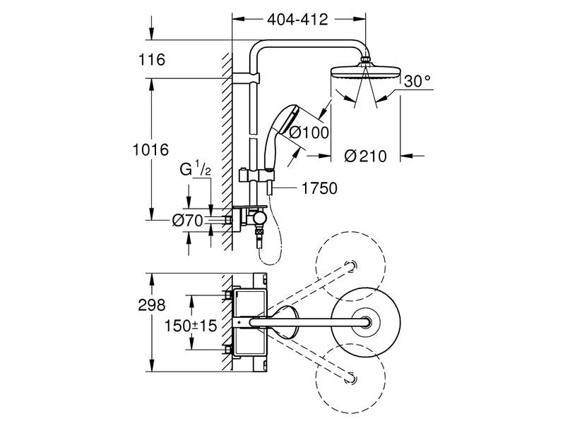 GROHE Duschsystem Vitalio Start 210 mit Thermostat 2 GROHE Duschsystem Vitalio Start 210 mit Thermostat – Bild 2