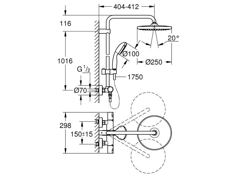 GROHE Duschsystem Vitalio Start 250 mit Thermostat 4 GROHE Duschsystem Vitalio Start 250 mit Thermostat – Bild 4