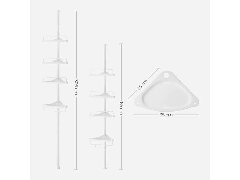 Songmics Duschmittelhalter mit Ablagen Weiss, Stahlrohr 2 Songmics Duschmittelhalter mit Ablagen Weiss, Stahlrohr – Bild 2