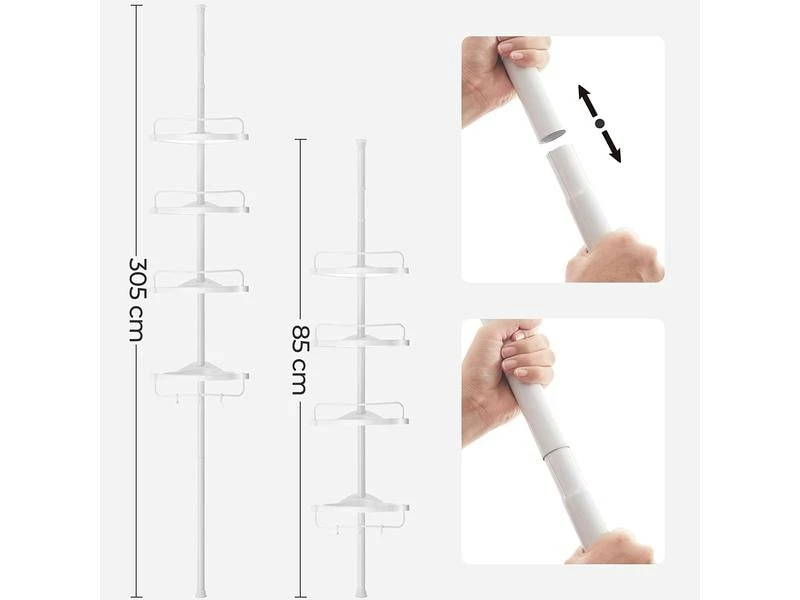 Songmics Duschmittelhalter mit Ablagen Weiss, Stahlrohr 3 Songmics Duschmittelhalter mit Ablagen Weiss, Stahlrohr – Bild 3