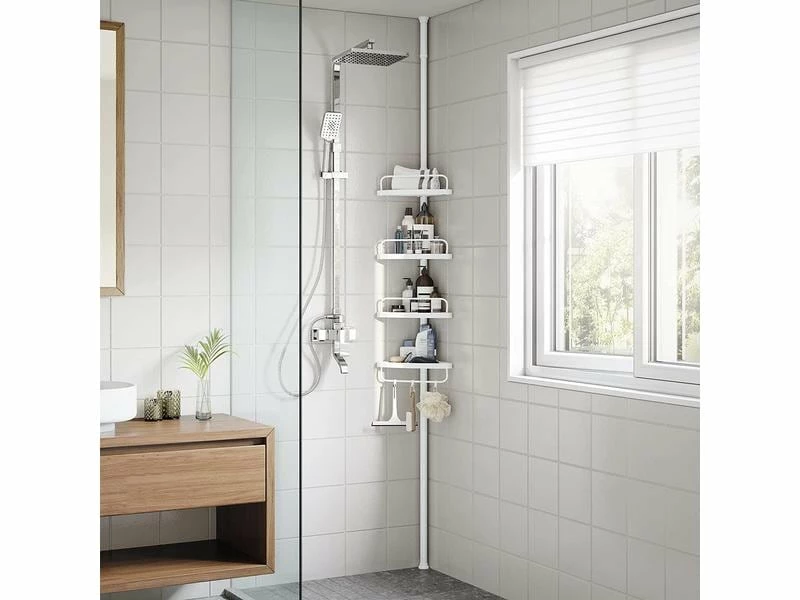 Songmics Duschmittelhalter mit Ablagen Weiss, Stahlrohr 7 Songmics Duschmittelhalter mit Ablagen Weiss, Stahlrohr – Bild 7