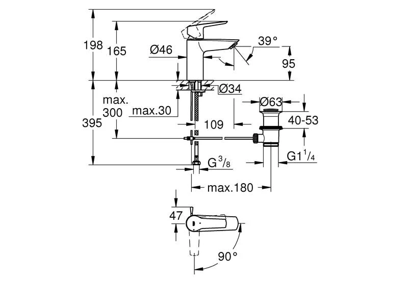 GROHE Lavaboarmatur QuickFix Start S-Size chrom 2 GROHE Lavaboarmatur QuickFix Start S-Size chrom – Bild 2