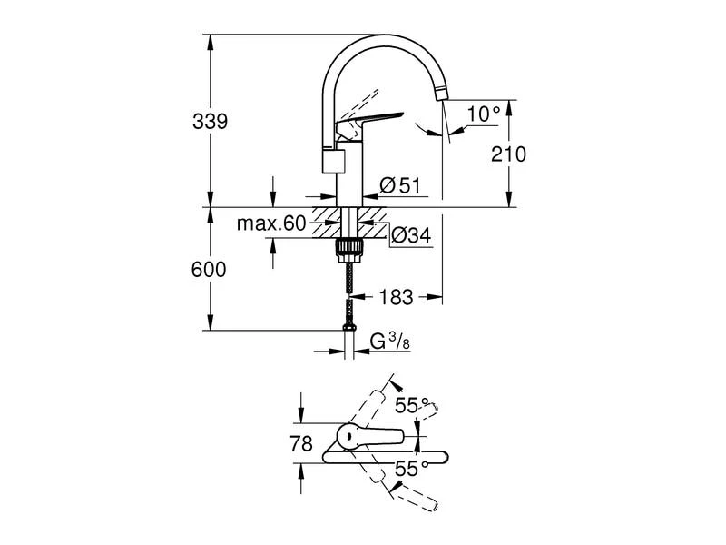 GROHE Küchenarmatur QuickFix Start Hoher Auslauf 2 GROHE Küchenarmatur QuickFix Start Hoher Auslauf – Bild 2