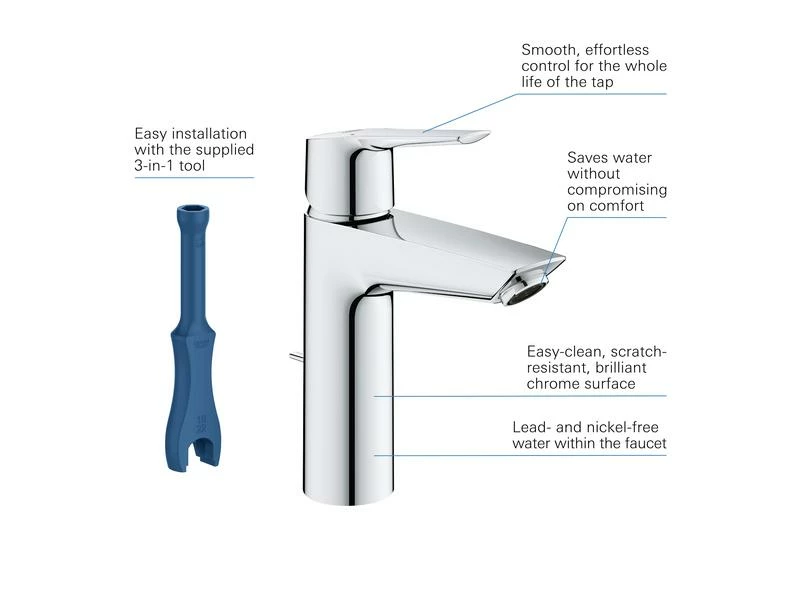 GROHE Lavaboarmatur QuickFix Start M-Size chrom 5 GROHE Lavaboarmatur QuickFix Start M-Size chrom – Bild 5