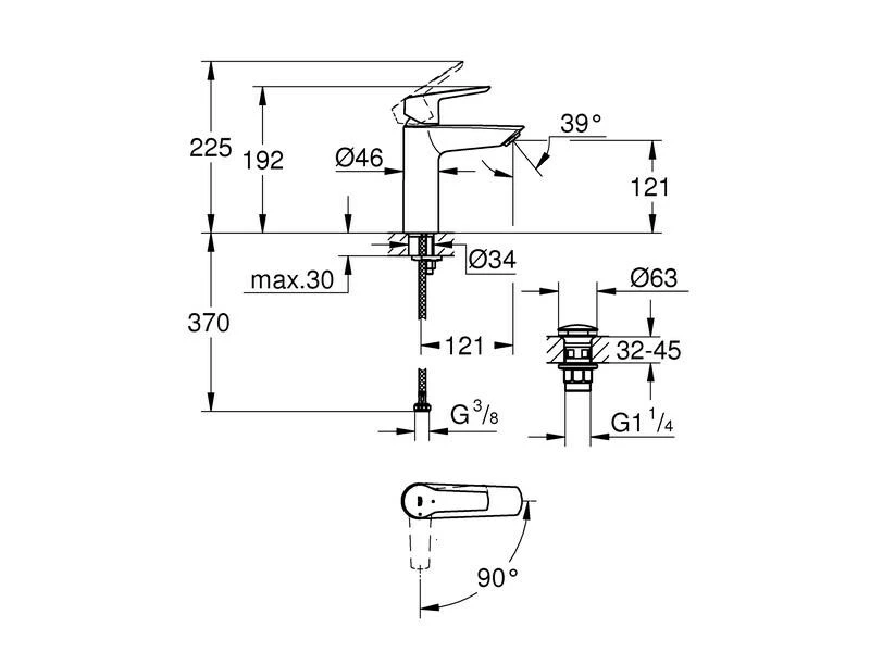 GROHE Lavaboarmatur QuickFix Start M-Size chrom 2 GROHE Lavaboarmatur QuickFix Start M-Size chrom – Bild 2