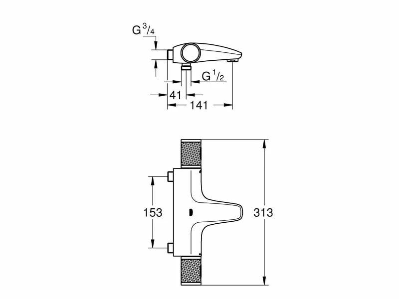 GROHE Badewannenarmatur Precision Feel chrom, 153 mm 2 GROHE Badewannenarmatur Precision Feel chrom, 153 mm – Bild 2