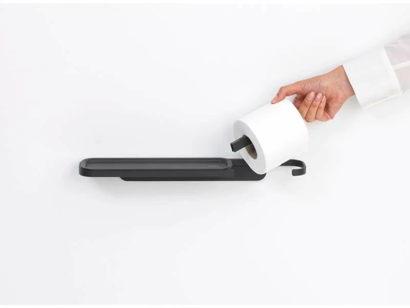 Brabantia Toilettenpapierhalter Mindset mit Ablage Anthrazit 3 Brabantia Toilettenpapierhalter Mindset mit Ablage Anthrazit – Bild 3