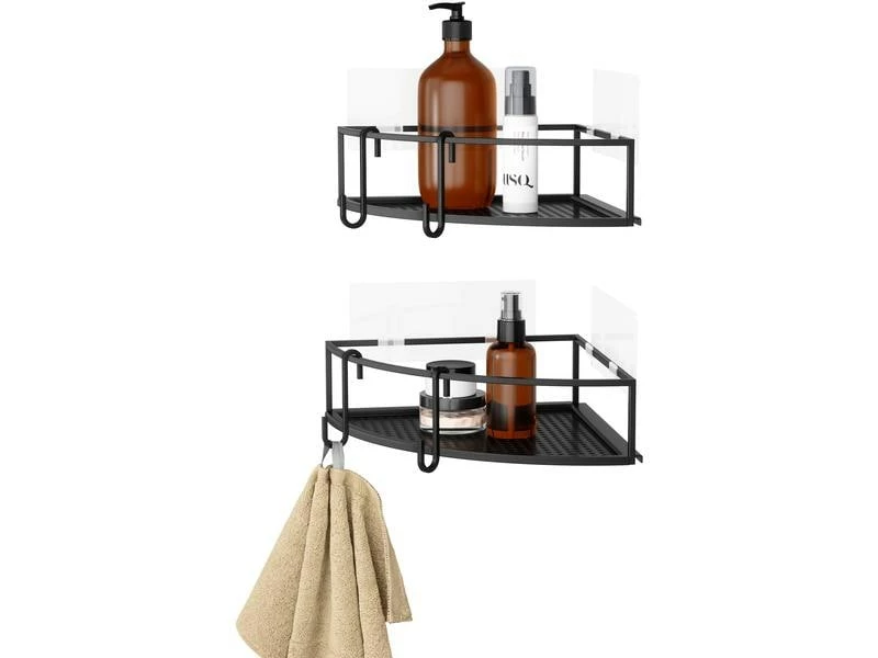 Umbra Eckduschablage Cubiko 2er Set, Schwarz, Stahl 2 Umbra Eckduschablage Cubiko 2er Set, Schwarz, Stahl – Bild 2