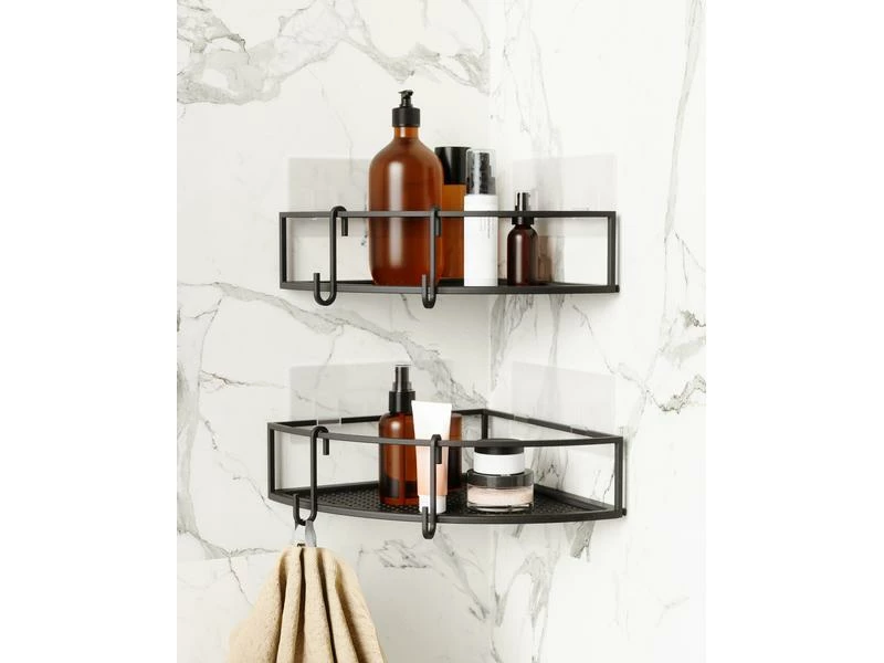 Umbra Eckduschablage Cubiko 2er Set, Schwarz, Stahl 3 Umbra Eckduschablage Cubiko 2er Set, Schwarz, Stahl – Bild 3