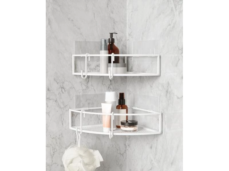 Umbra Eckduschablage Cubiko 2er Set, Weiss, Stahl 4 Umbra Eckduschablage Cubiko 2er Set, Weiss, Stahl – Bild 4