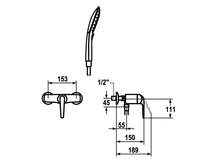 KWC Duscharmatur-Set DOMO mit Hebelmischer 2 KWC Duscharmatur-Set DOMO mit Hebelmischer – Bild 2