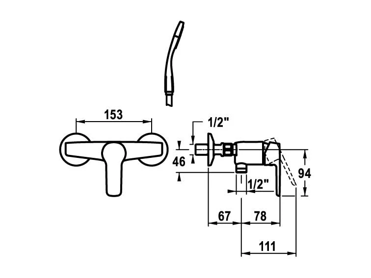 KWC Duscharmatur-Set MONTA mit Hebelmischer 2 KWC Duscharmatur-Set MONTA mit Hebelmischer – Bild 2