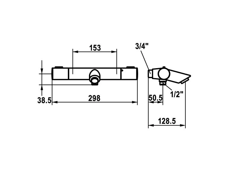 KWC Badewannenarmatur FIT, Thermostat Mischer 2 KWC Badewannenarmatur FIT, Thermostat Mischer – Bild 2