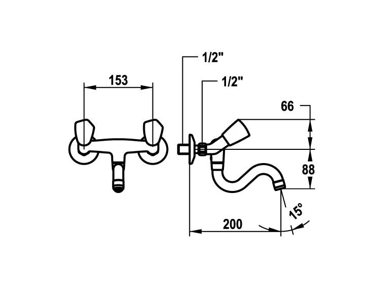 KWC Küchenarmatur STAR Zweigriffmischer, Schwenkauslauf 2 KWC Küchenarmatur STAR Zweigriffmischer, Schwenkauslauf – Bild 2