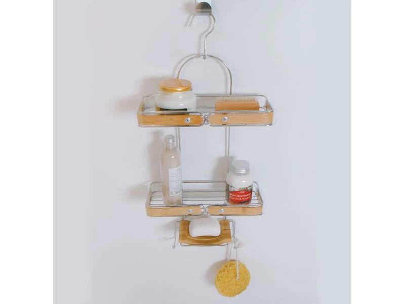 Spirella Bad-Utensilienhalter aus Bambus Chrom/Nature 2 Spirella Bad-Utensilienhalter aus Bambus Chrom/Nature – Bild 2