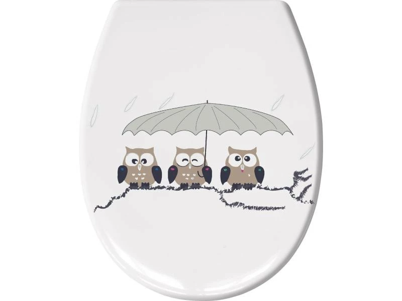 Kleine Wolke Toilettensitz Eulen mit Absenkautomatik, Weiss/Grau/Braun 1 Kleine Wolke Toilettensitz Eulen mit Absenkautomatik, Weiss/Grau/Braun