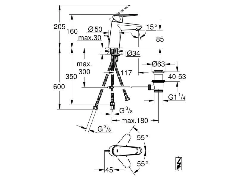 GROHE Lavaboarmatur Eurodisc Cosmopolitan S, Zugstange/Regler 2 GROHE Lavaboarmatur Eurodisc Cosmopolitan S, Zugstange/Regler – Bild 2