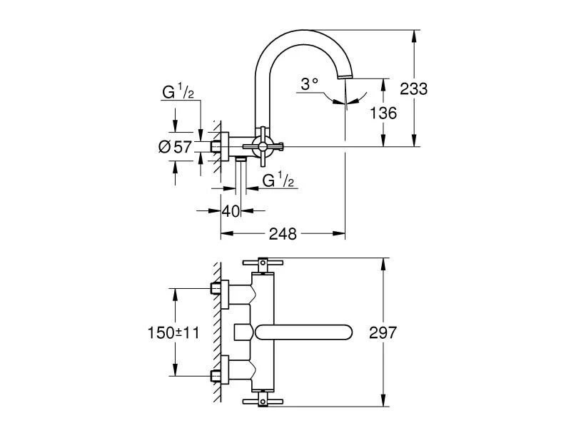 GROHE Badewannenarmatur Atrio Kreuzgriffe 2 GROHE Badewannenarmatur Atrio Kreuzgriffe – Bild 2
